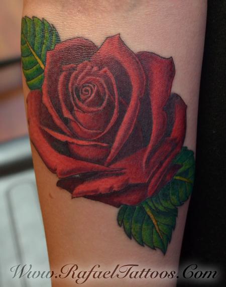 Tattoos - Roed rose on Forearm - 110024